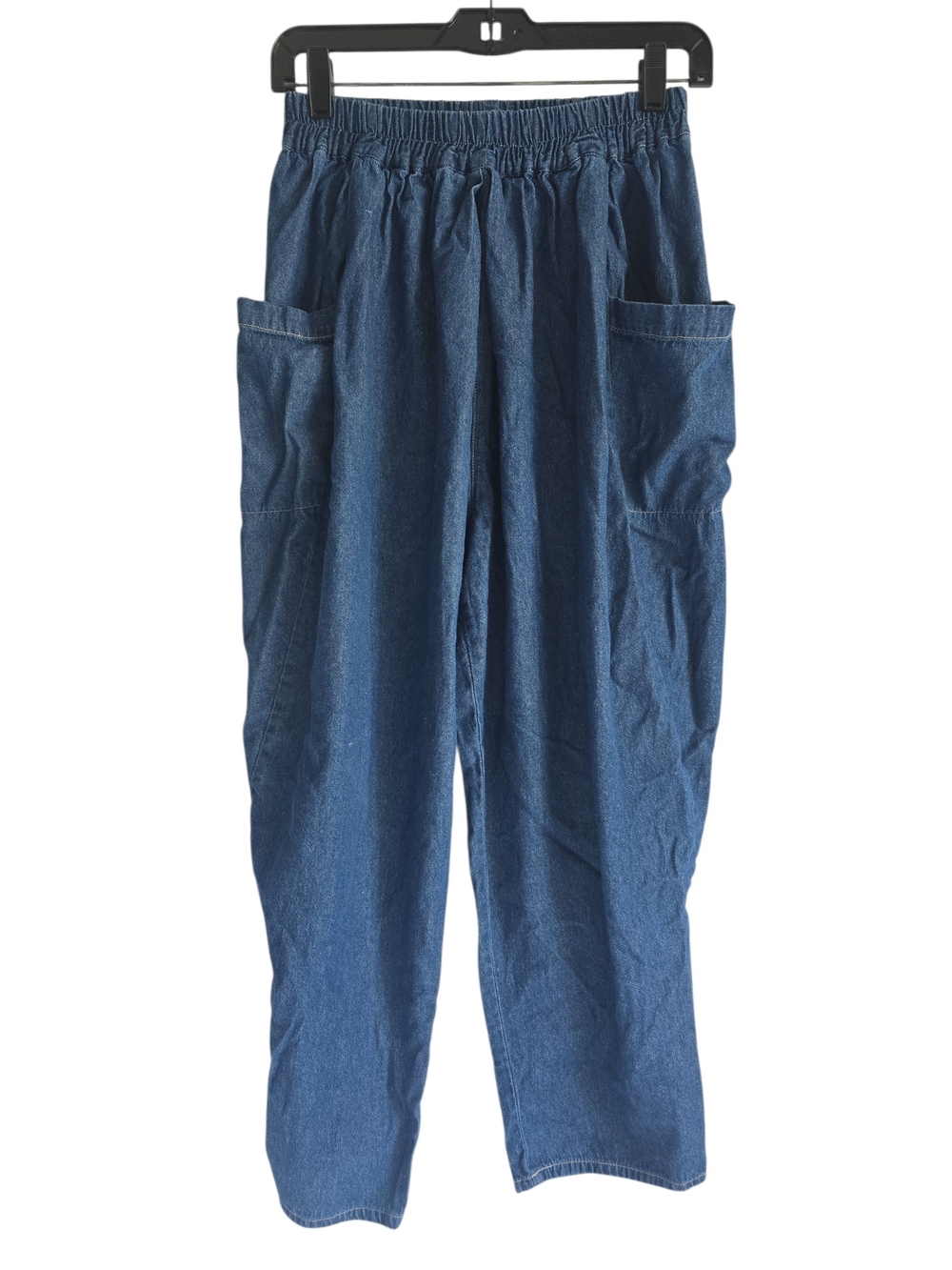 Casual Elastic-Waist Soft Denim Chambray Pants - Blue